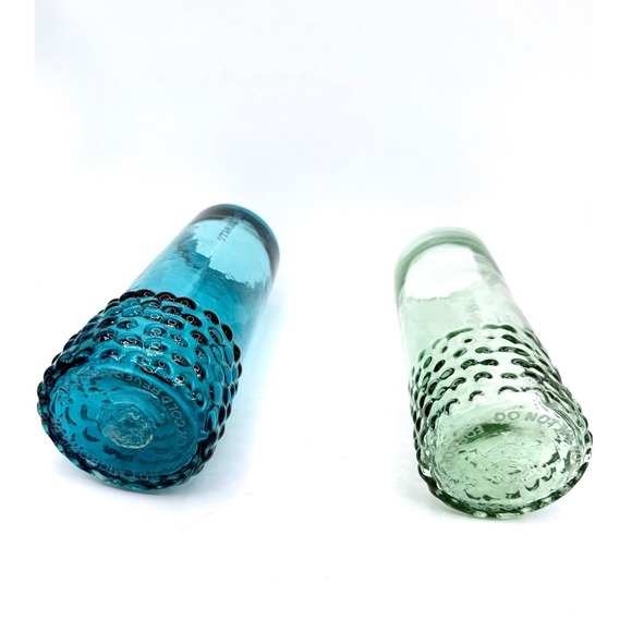 RARE Starbucks Set of 2 Hand Blown Hobnail Glasses Blue & Green Mexican - Picture 5 of 5